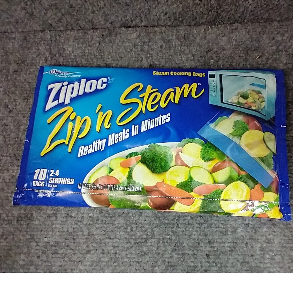 Ziploc Zip n Steam Microwave Cooking Bags 10 Count Medium Healthy Steaming Bags